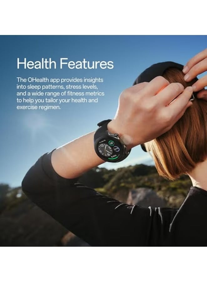 One Plus One OnePlus Watch 2 Black Steel, 32GB, 100-Hour Battery, Health & Fitness Tracking, Sapphire Crystal Design, Dual-Engine, Wear OS by Google - Image 3