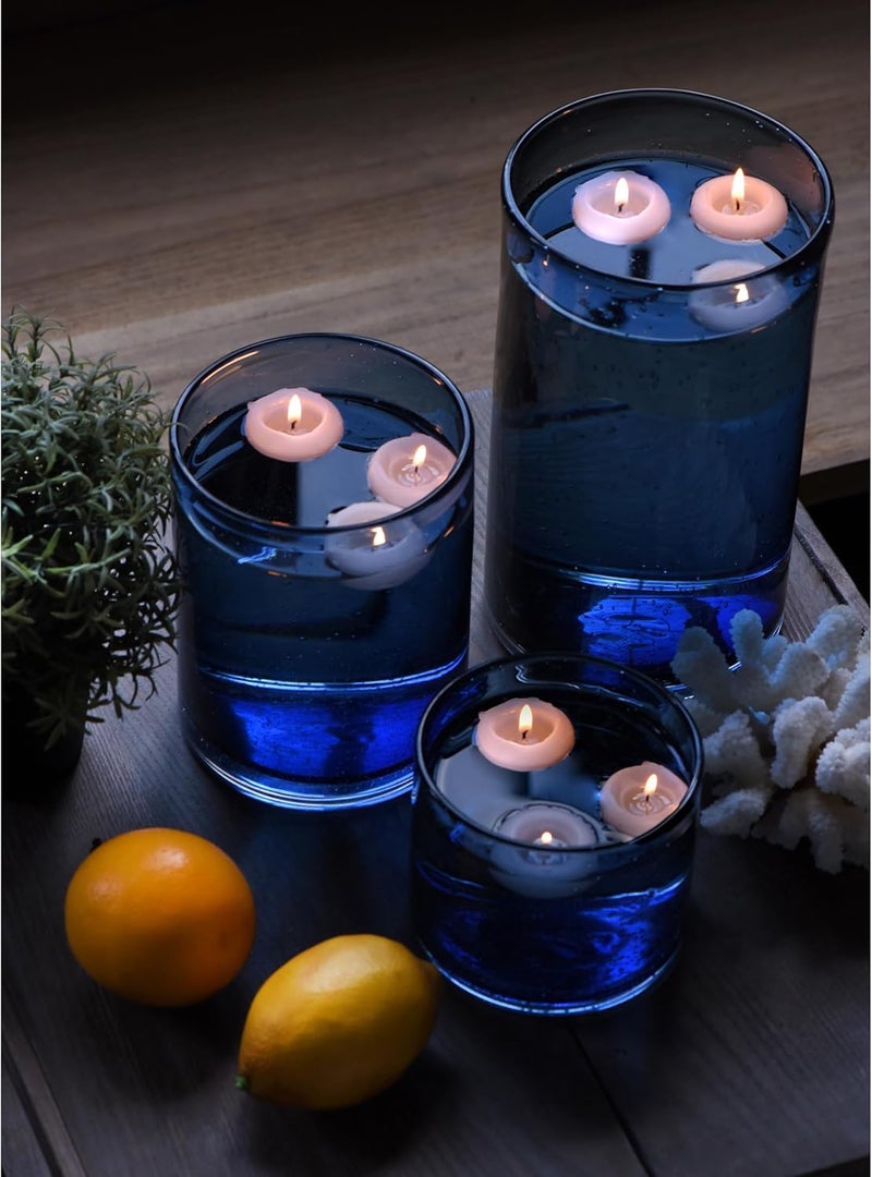 ARIAMOTION Glass Hurricane Candle Holders Bulk for Pillar Blue Seeded Bubbles Cylinder Table Centerpiece Modern Rustic Vases Home Decor 10" 7" 4" Set of 3 - Image 4