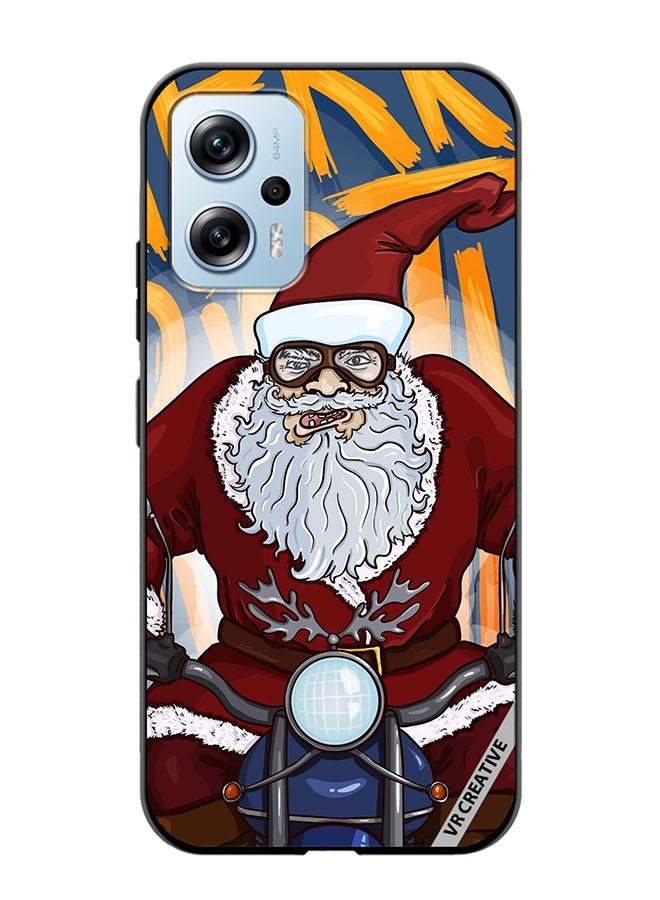 VR CREATIVE Protective Case Cover For Xiaomi Poco X4 GT Cartoon Christmas Postcard Santa Claus On Motorcycle Design Multicolour - Image 1