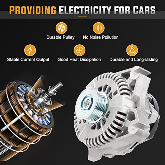 ILONPA Alternator Replacement Compatible with 1995-2000 Ford Crown Victoria, 1996-2002 Ford Mustang, 1996-1998 Lincoln Mark Series Replace AFD0048, 112943, F6LU-10300-CA, 400-14029 - Image 3