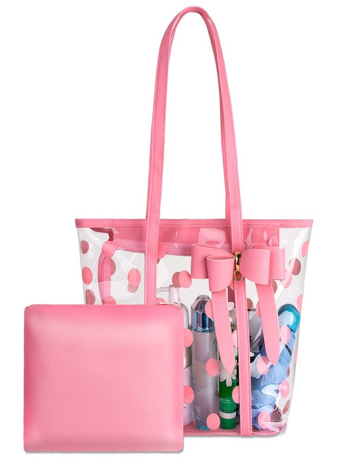 PG6 FF1 Women Waterproof Clear Tote Shoulder Bag Handbag Beach Shopping Work Bag - Image 1