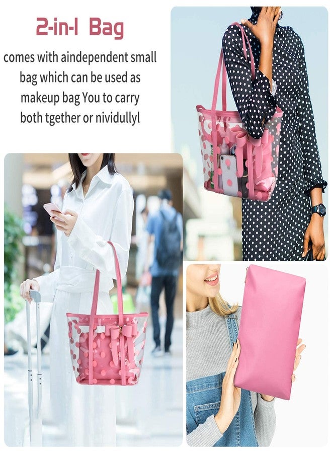 PG6 FF1 Women Waterproof Clear Tote Shoulder Bag Handbag Beach Shopping Work Bag - Image 2