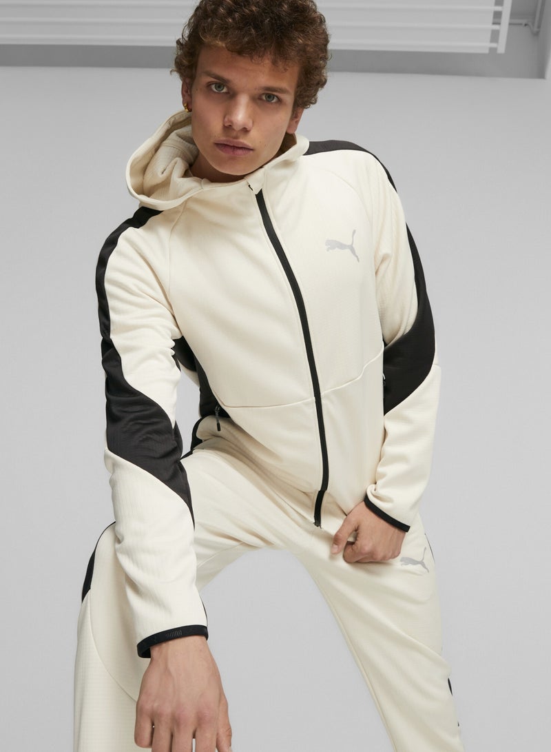 PUMA EVOSTRIPE Mens White Full-Zip Hoodie - Image 1