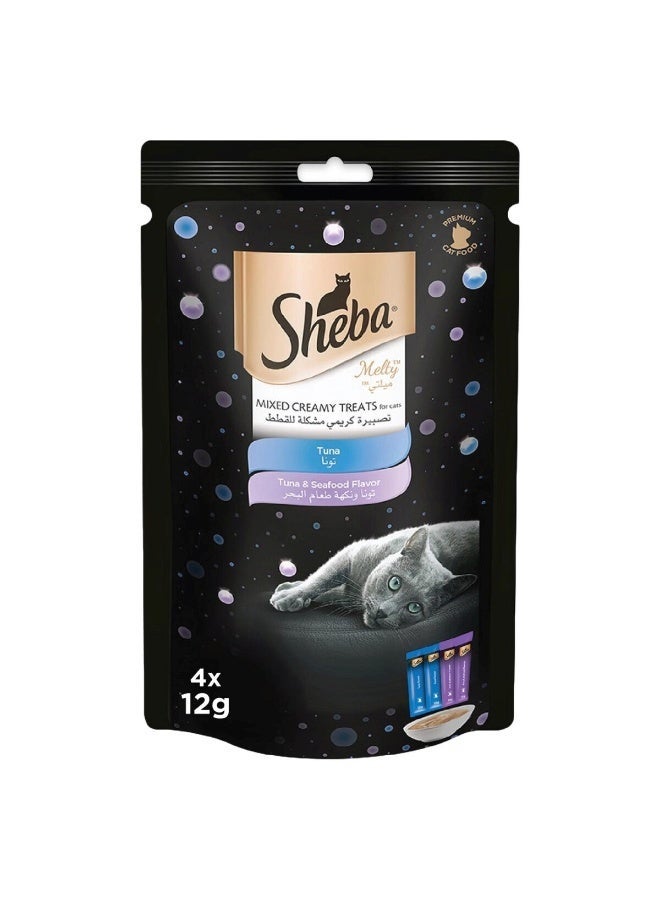Sheba Melty Mixed Creamy Treats Tuna Mix Cat Treats - 48g