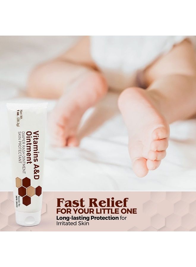 MEDca Vitamin A & D Diaper Rash Ointment- Protectant Cream For Sensitive Baby Skin - Lanolin & Petrolatum Formula, Dry-Cracked Hands/Feet/Face Skin, 1oz Tube, Pack of 4  - Image 5