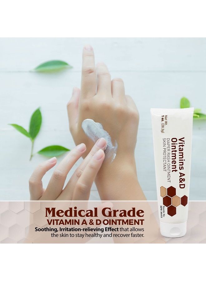 MEDca Vitamin A & D Diaper Rash Ointment- Protectant Cream For Sensitive Baby Skin - Lanolin & Petrolatum Formula, Dry-Cracked Hands/Feet/Face Skin, 1oz Tube, Pack of 4  - Image 3
