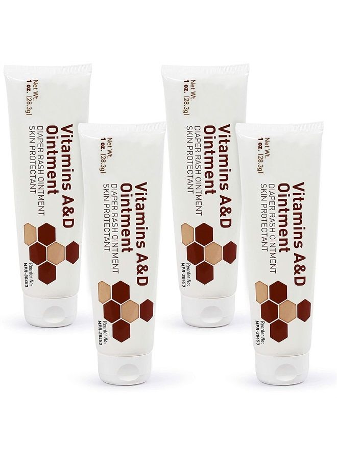MEDca Vitamin A & D Diaper Rash Ointment- Protectant Cream For Sensitive Baby Skin - Lanolin & Petrolatum Formula, Dry-Cracked Hands/Feet/Face Skin, 1oz Tube, Pack of 4  - Image 1