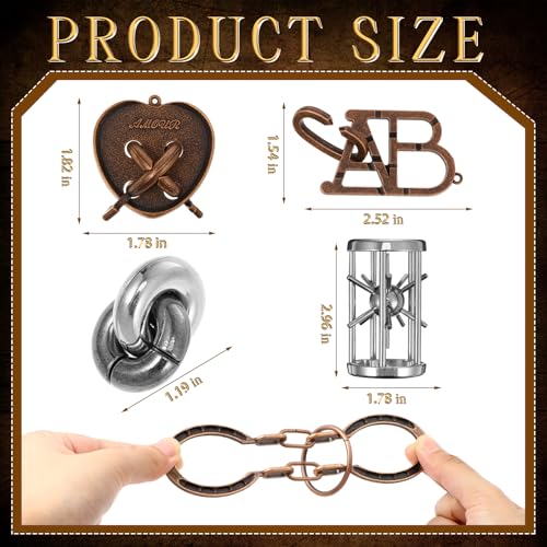Yilloog 24 Pcs Metal Brain Teaser Puzzles Assortment for Adults Difficult Magic Puzzles Highly Hard Brain Games Iq Logic Test Disentanglement Game for Mind ChallengeNovelty - Image 5