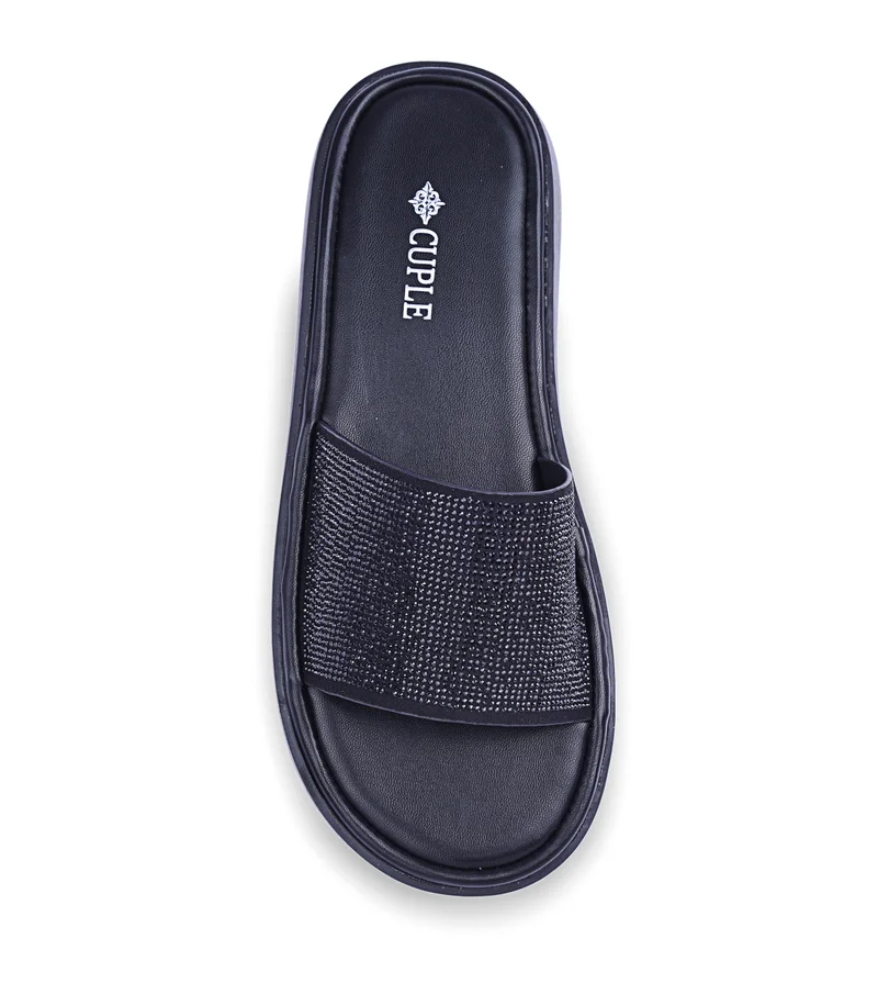 Cuple Womens flat platform slide sandals