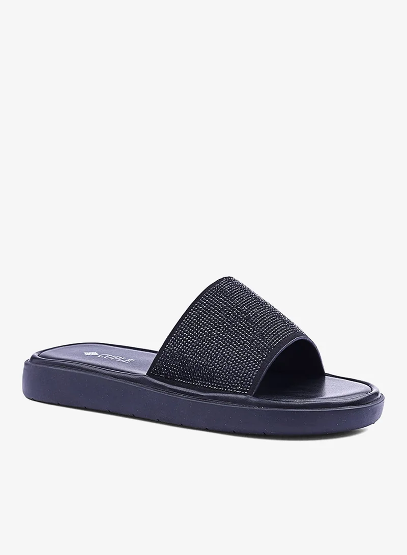 Cuple Womens flat platform slide sandals