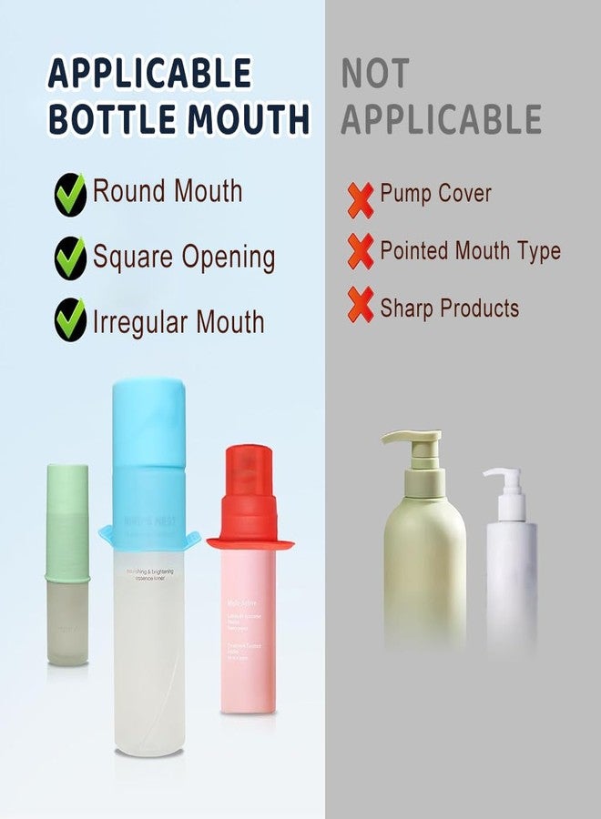 MAYCREATE® 4Pcs Travel Bottles Cover Cap Sleeves High Elastic Silicone Bottle Cover Leak-Proof Sleeves for Toiletries Travel Bottle Close-Fit Cap Compatible with Most Travel Containers - Image 3