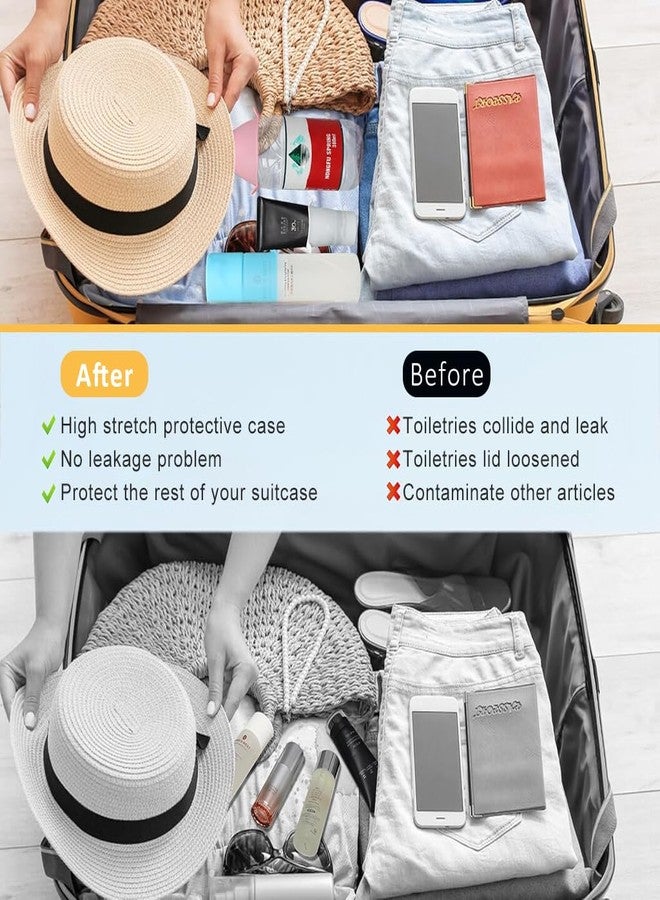 MAYCREATE® 4Pcs Travel Bottles Cover Cap Sleeves High Elastic Silicone Bottle Cover Leak-Proof Sleeves for Toiletries Travel Bottle Close-Fit Cap Compatible with Most Travel Containers - Image 4