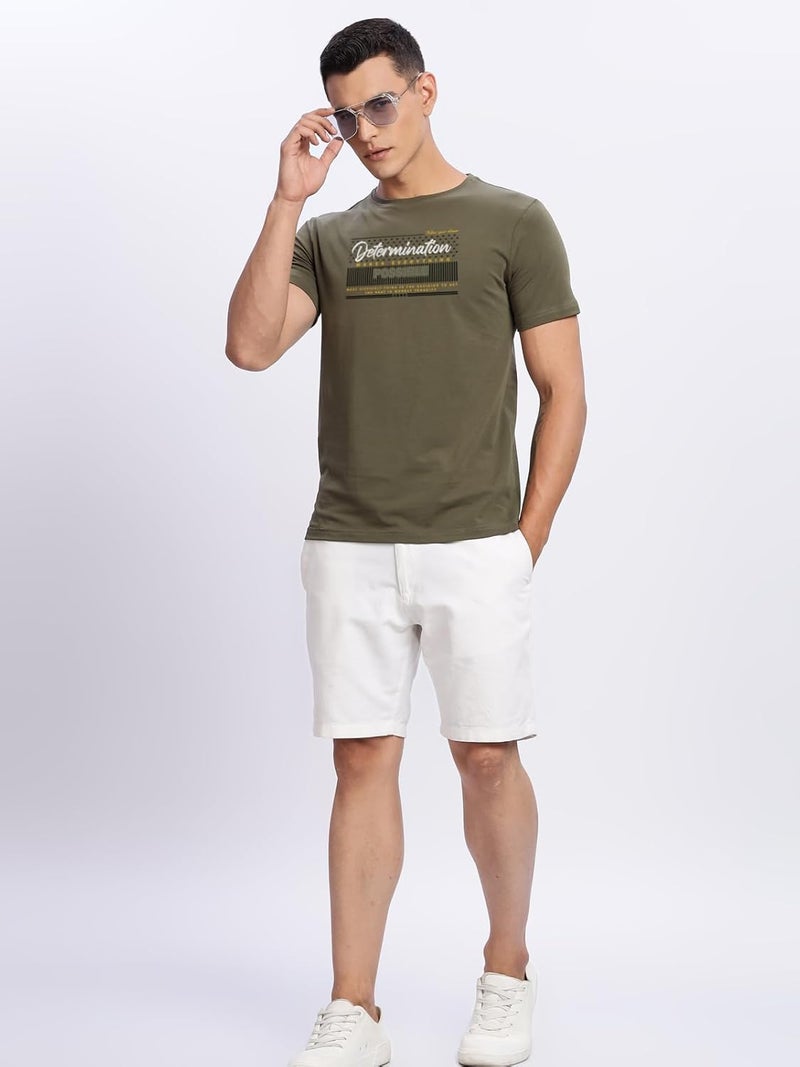 ADRO Men's Printed Olive T-Shirt - Premium Lycra Cotton Regular Fit - Image 5