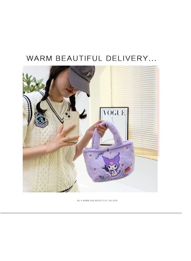 Sanrio Sanrio purple Kuromi shoulder bag messenger bag handbag plush bag children's decorative bag  - Image 3