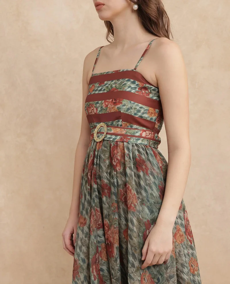 Rareism Women's Tube Dress With Floral Print