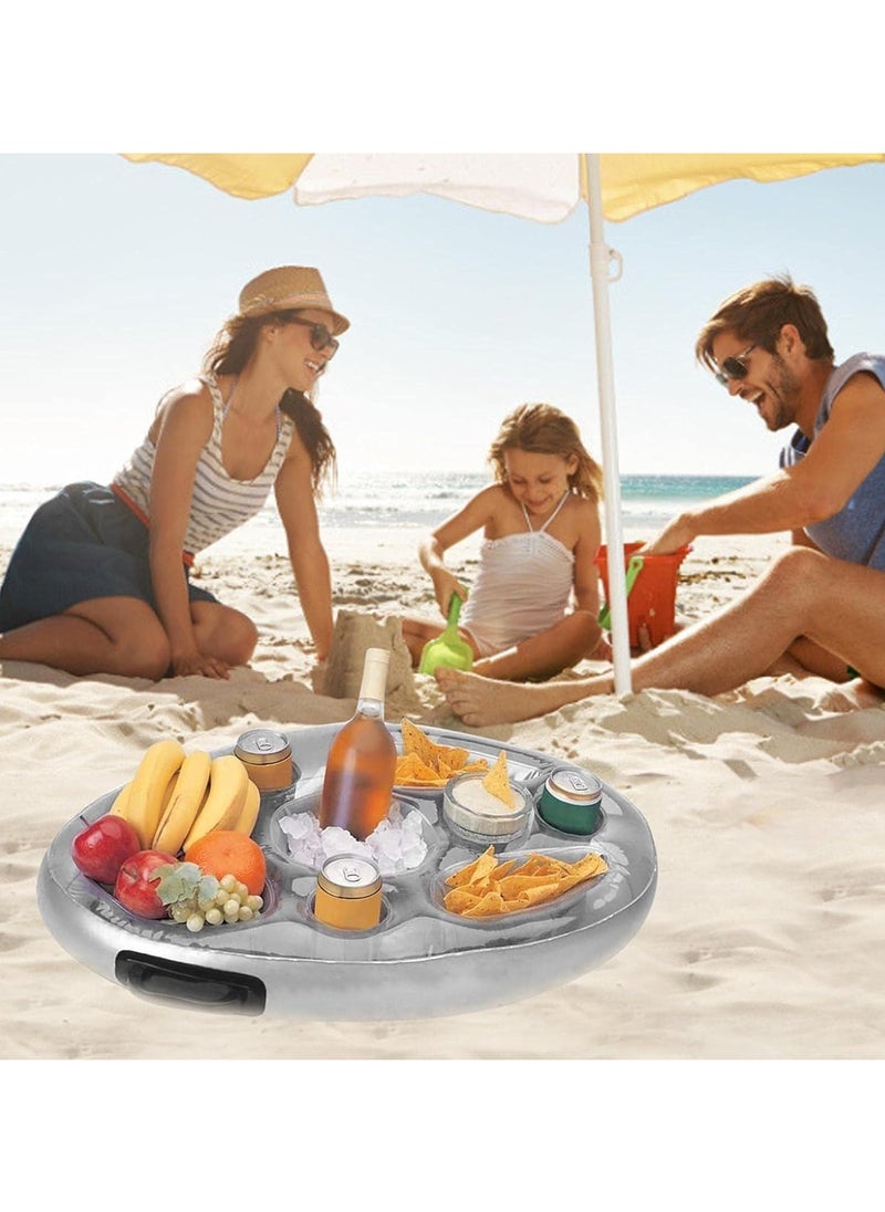SwimBoBo - Inflatable Drinks Table Pool Float Summer Water Party Air Mattress Ice Bucket Serving Salad Bar Tray Food Drink Holder Indoor Outdoor BBQ Picnic Pool Party Supplies Luau - Image 1