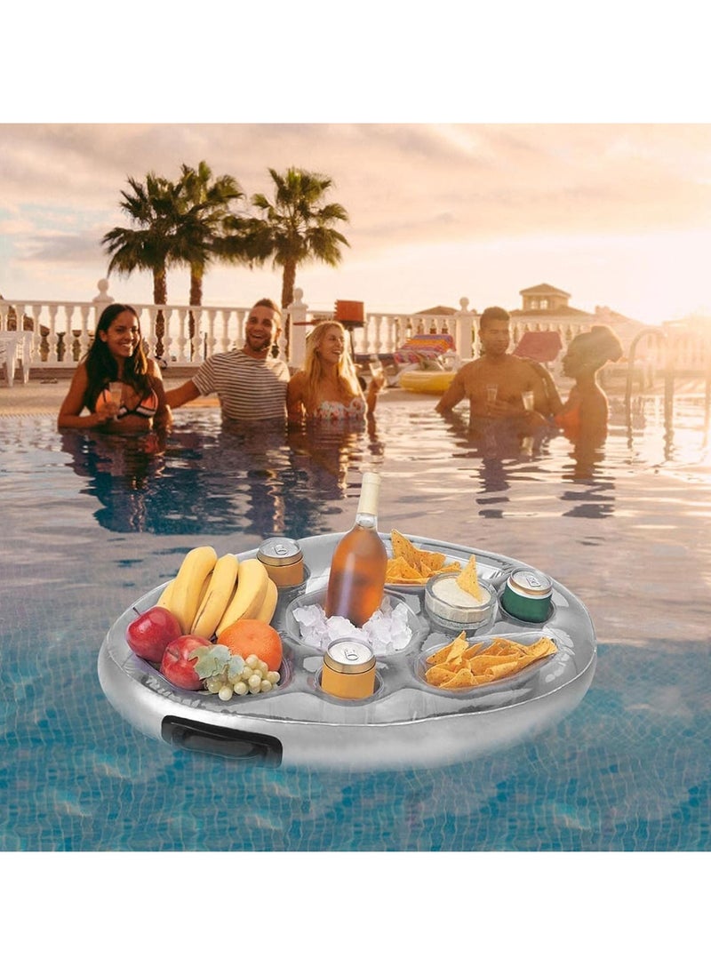 SwimBoBo - Inflatable Drinks Table Pool Float Summer Water Party Air Mattress Ice Bucket Serving Salad Bar Tray Food Drink Holder Indoor Outdoor BBQ Picnic Pool Party Supplies Luau - Image 1
