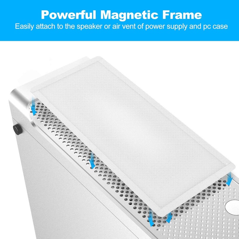 PANO-MOUNTS مرشح شبكة الغبار لمروحة الكمبيوتر 360 مم × 120 مم × 2، مقاس 4.72 بوصة، غطاء فلتر مقاوم للغبار من PVC لعلبة الكمبيوتر، مغناطيسي أبيض، عبوة من قطعتين - Image 2