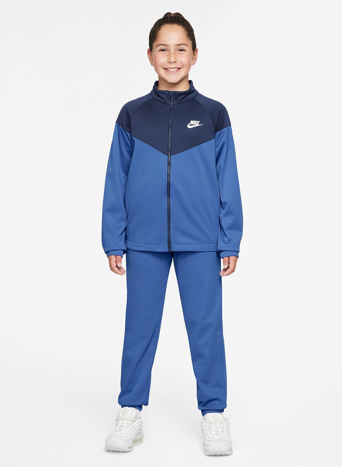 新品NIKE【150cm】ネイビー紺　裏起毛セットアップ　大人OK Nike comet blue/midnight navy/(white) Kids Dri-Fit Poly Knit