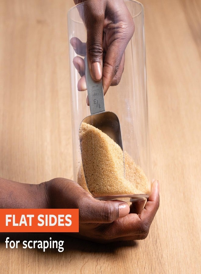 Full Circle Inside Scoop Stainless Steel Measuring Cups, 4-Piece Set (¼ cup, 1/3 cup, ½ cup, and 1 cup), Dishwasher Safe - Image 3