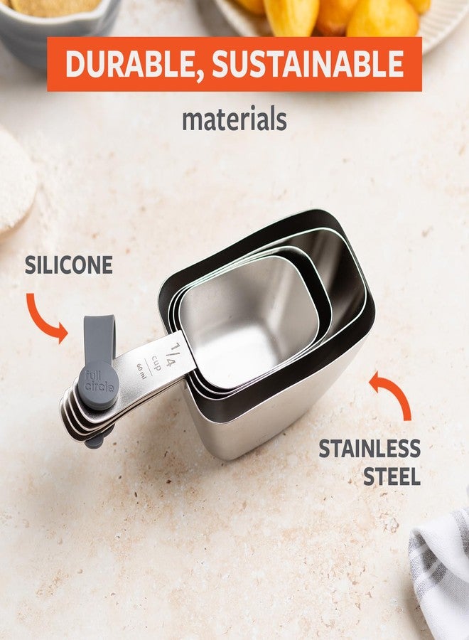 Full Circle Inside Scoop Stainless Steel Measuring Cups, 4-Piece Set (¼ cup, 1/3 cup, ½ cup, and 1 cup), Dishwasher Safe - Image 4