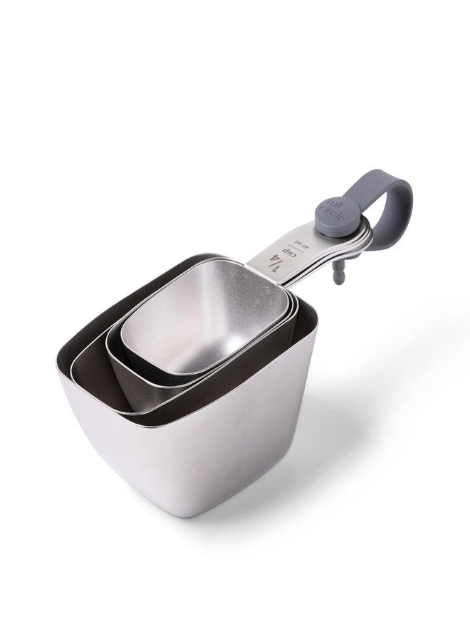 Full Circle Inside Scoop Stainless Steel Measuring Cups, 4-Piece Set (¼ cup, 1/3 cup, ½ cup, and 1 cup), Dishwasher Safe - Image 1