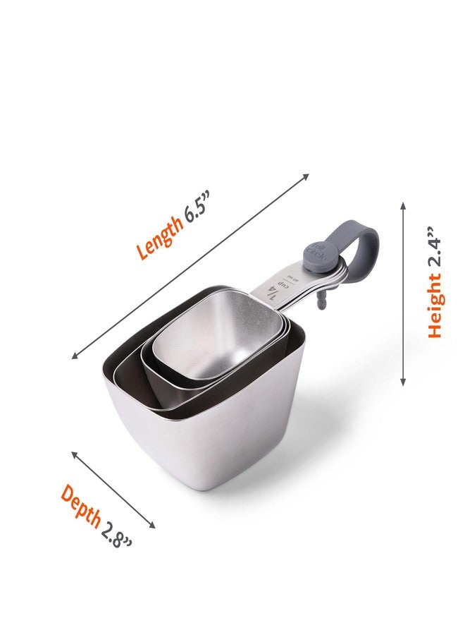 Full Circle Inside Scoop Stainless Steel Measuring Cups, 4-Piece Set (¼ cup, 1/3 cup, ½ cup, and 1 cup), Dishwasher Safe - Image 2