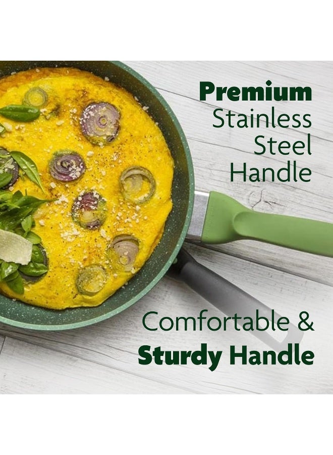 BS B&S High-Tech Induction Frypan with Glass Lid | Nonstick Triple Layer Greenstone Coated Frying Pan | Italian Heavy-Gauge Aluminum Skillet Pan | Scratch Resistant and Nickle Free | Green (32cm) - Image 4