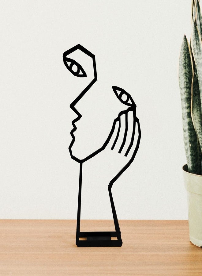 KOLYMAX Creative Abstract Decor The Thinker Statue Face & Hand Statues and Sculptures，Metal Hand Crafted Meditation Abstract Modern Sculptures Office Desk Decor Keep Silence Figurine - Image 1