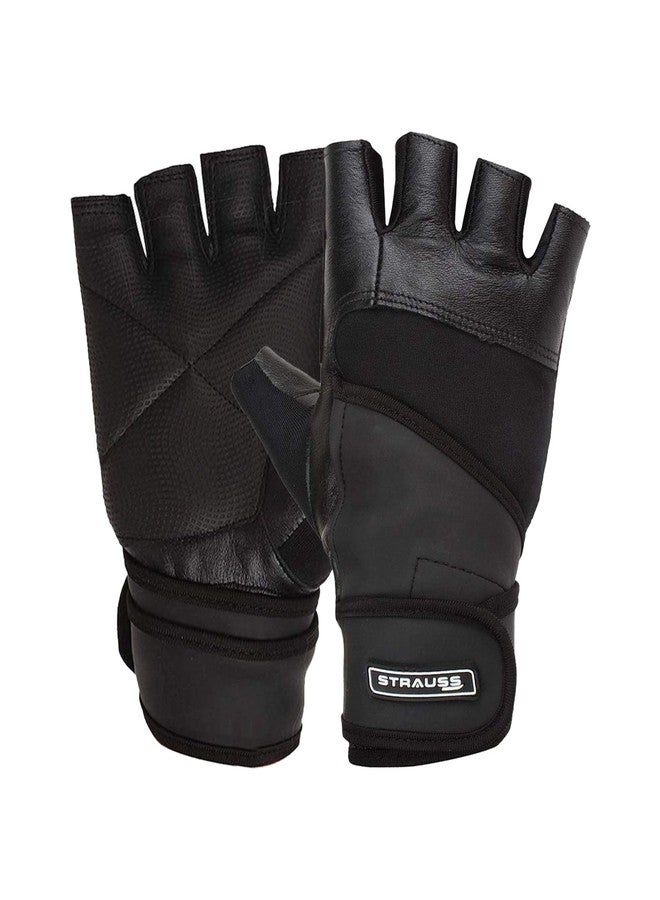 STRAUSS Leather Gym Gloves with Adjustable Strap & Foam Padding for Comfort, Grip & Durability - Ergonomic Design, Washable, and Extra Support (Medium) - Image 1