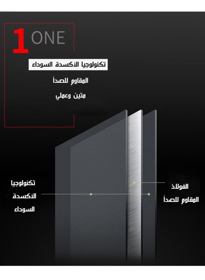 مجموعة سكاكين مطبخ مكونة من 6 قطع مع مبراة - مجموعة كتلة سكاكين من الفولاذ المقاوم للصدأ عالي الكربون بمقابض مريحة - أسود - Image 5