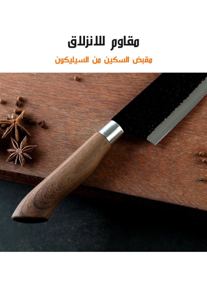 مجموعة سكاكين مطبخ مكونة من 6 قطع مع مبراة - مجموعة كتلة سكاكين من الفولاذ المقاوم للصدأ عالي الكربون بمقابض مريحة - أسود - Image 3