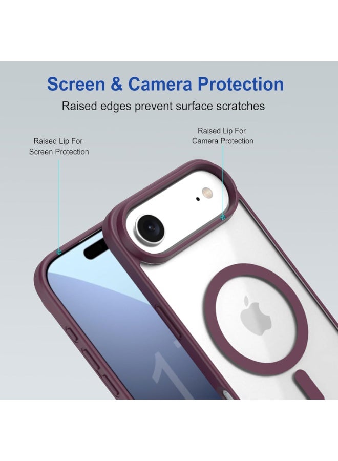 أكاليكس جراب مغناطيسي شفاف لهاتف آيفون 17 إير [مقاوم للصدمات ونحيف] غطاء خلفي صلب شفاف مع حماية عالية الجودة | أحمر داكن - Image 3