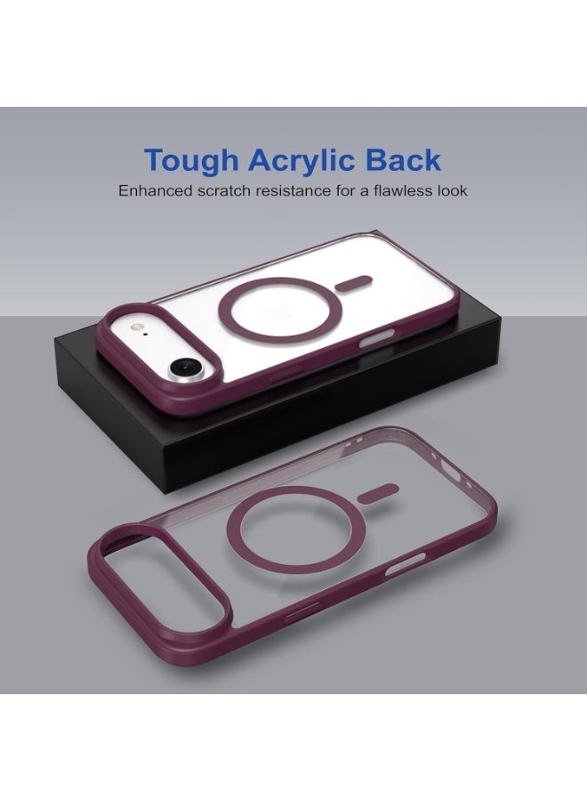 أكاليكس جراب مغناطيسي شفاف لهاتف آيفون 17 إير [مقاوم للصدمات ونحيف] غطاء خلفي صلب شفاف مع حماية عالية الجودة | أحمر داكن - Image 5