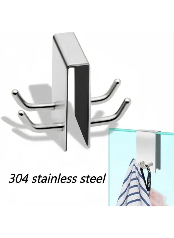 304 Stainless Steel Double Sided Rust Resistant Towel Hooks Silvery Easy Install - Image 1