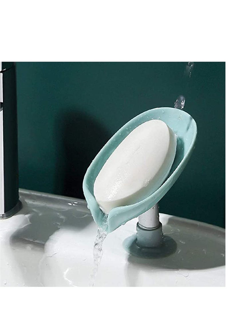 كاست ويف حامل صابون بار ، تجفيف ذاتي على شكل أوراق غير مثقوب ، طبق صابون سهل التنظيف للاستحمام ، حامل صابون مع كوب شفط صندوق صابون إبداعي ، للحمام ، حوض المطبخ - Image 3