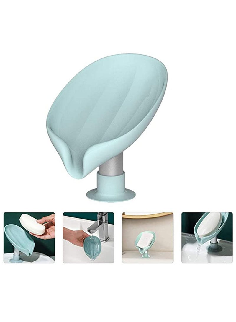 كاست ويف حامل صابون بار ، تجفيف ذاتي على شكل أوراق غير مثقوب ، طبق صابون سهل التنظيف للاستحمام ، حامل صابون مع كوب شفط صندوق صابون إبداعي ، للحمام ، حوض المطبخ - Image 1