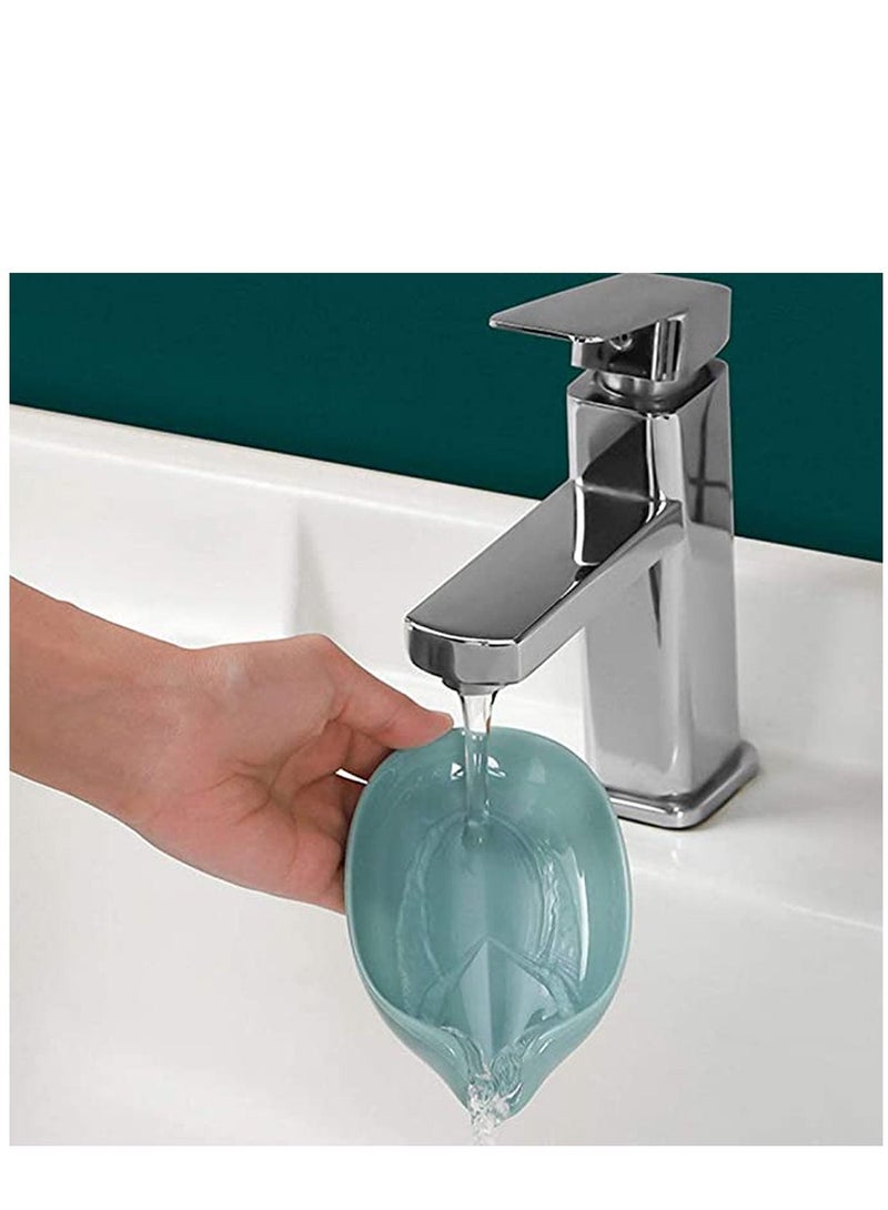 كاست ويف حامل صابون بار ، تجفيف ذاتي على شكل أوراق غير مثقوب ، طبق صابون سهل التنظيف للاستحمام ، حامل صابون مع كوب شفط صندوق صابون إبداعي ، للحمام ، حوض المطبخ - Image 5