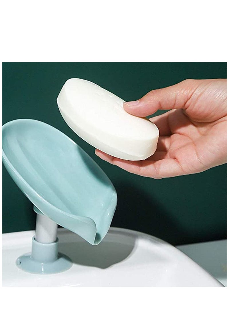 كاست ويف حامل صابون بار ، تجفيف ذاتي على شكل أوراق غير مثقوب ، طبق صابون سهل التنظيف للاستحمام ، حامل صابون مع كوب شفط صندوق صابون إبداعي ، للحمام ، حوض المطبخ - Image 4