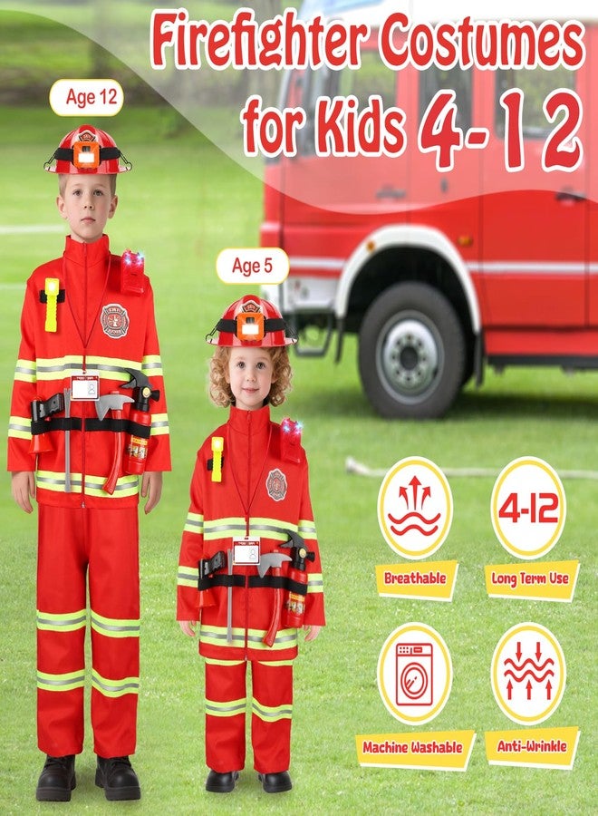 HUUIDY Firefighter Costume for Kids, Fireman Costume with Firefighter Tools, Fire Extinguisher, Helmet Light, Right Angle Flashlight, Kids Dress Up Clothes, Pretend Play Toys Gifts for Boys Age 4+ - Image 5