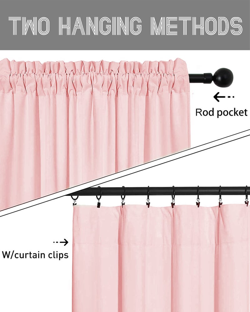 SMILETIME Pink 96in Long Polyester Velvet Curtains with Rod Pocket Thermal Insulated Soft Privacy Light-Filtering Drapes for Bedroom and Living Room, Set of 2 Panels, 52 x 96 Inches Long - Image 4
