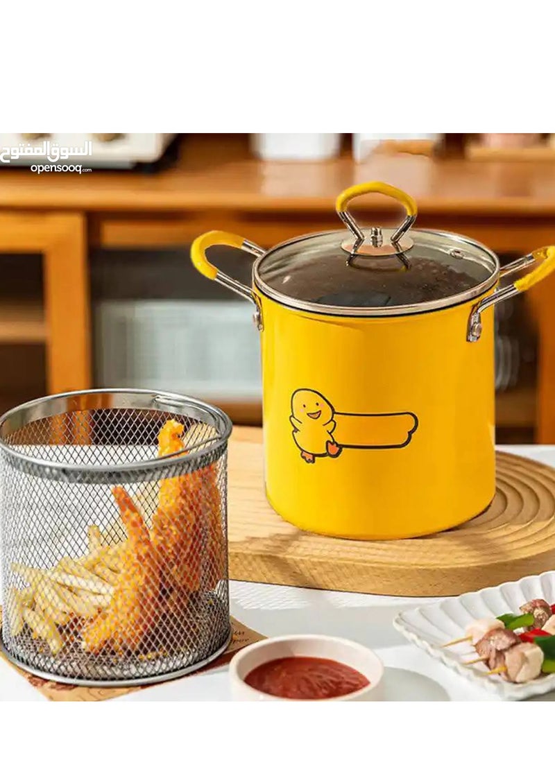 Generic 2L Deep Fryer Pot, Japanese Stainless Steel Frying Pan with Lid and Oil Filter Rack, Frying Pan for Home Kitchen  - Image 1