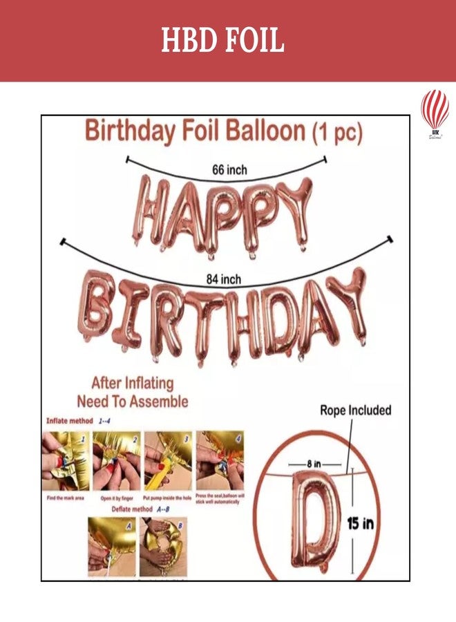 HK Balloons 63pCS Rose Gold Birthday Decoration Item With Rose Gold Confetti Balloons/ Chrome Balloons For Wife Birthday Decoration Kit For Girls - Image 3