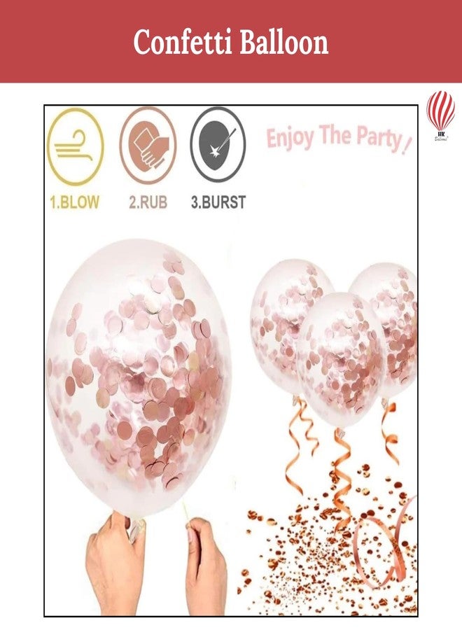 HK Balloons 63pCS Rose Gold Birthday Decoration Item With Rose Gold Confetti Balloons/ Chrome Balloons For Wife Birthday Decoration Kit For Girls - Image 4