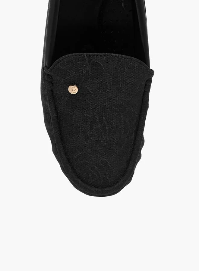 Flora Bella By Shoexpress Women Floral Textured Slip-On Comfort Loafers with Wedge Heels