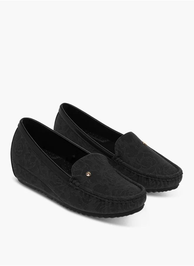 فلورا بيلا من شو إكسبرس Women Floral Textured Slip-On Comfort Loafers with Wedge Heels