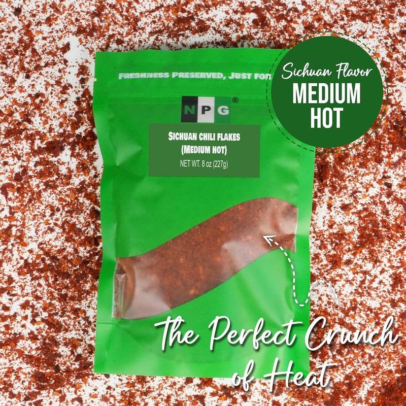 NPG Authentic Sichuan Chili Flakes - 8 Ounces of Medium Hot Szechuan Crushed Red Pepper Flakes for Cooking - Image 5