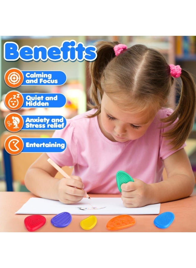 SOLARAE Fidget Toys Sensory Stone for Kids, 6 Pack Textured Soft Worry Stone for Autism Kids Calming - Fidget Stress Toys for Students Anxiety Relief - Christmas Stocking Stuffer Gift - Image 5