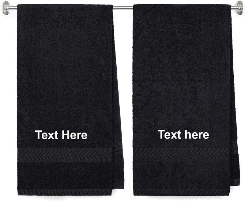 byLora Personalized Embroidered 2-Piece Terry Cotton Bath Towel Set – Custom Monogram Bathroom Towels, Ultra-Soft & Absorbent, Ideal for Housewarming, Wedding & Spa Gifts - Black - Image 1