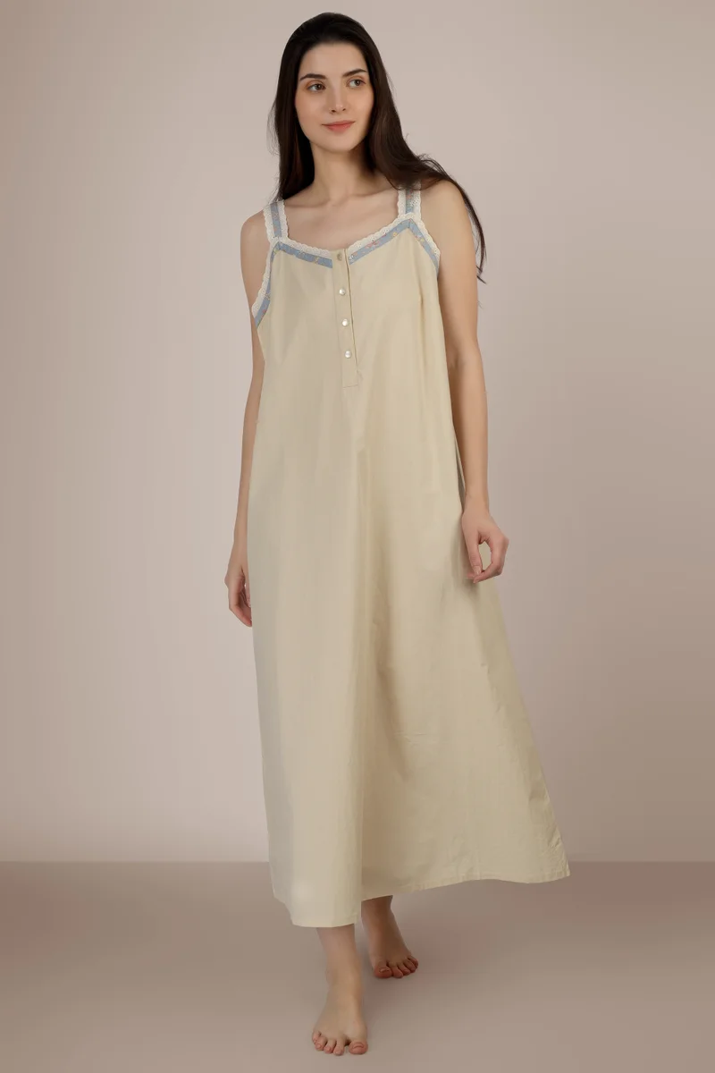 After Dark Tilly, Blue & Beige Nightdress and Gown